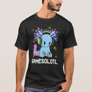 Camiseta Gamesolotl Gamer Axolotl Peixes Jogando Videos gam