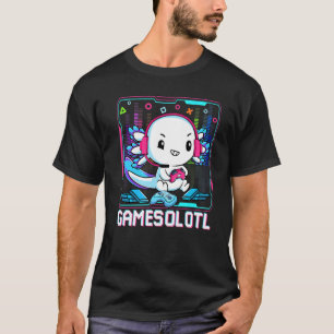 Camiseta Gamesolotl Gamer Axolotl Peixes Jogando Videos gam