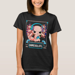 Camiseta Gamesolotl Gamer Axolotl Peixes Jogando Videos gam