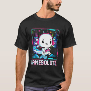 Camiseta Gamesolotl Gamer Axolotl Peixes Jogando Videos gam