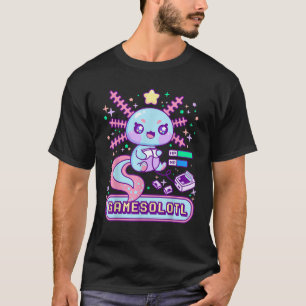 Camiseta Gamesolotl Gamer Axolotl Tocando Videos games Kawa