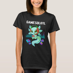 Camiseta Gamesolotl Jogador Axolotl Peixe Jogando Video Gam