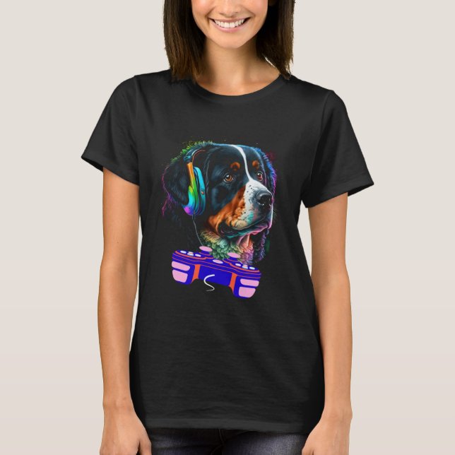 Camiseta Gaming Bernese Mountain Dog Player Video Gamer  Me (Frente)