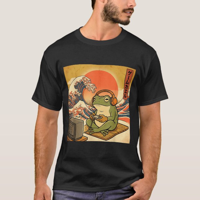 Camiseta Gaming Frog Art Ukiyo-e Japanese Gamer Anime Men W (Frente)