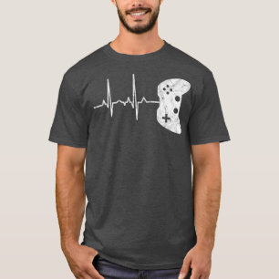 Camiseta Gaming Heartbeat Video Gamer Mens Crianças Gift