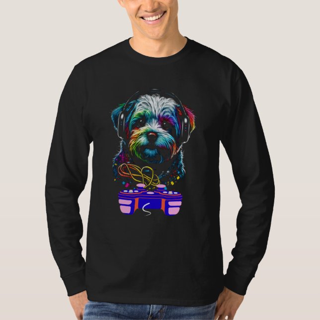 Camiseta Gaming Maltese Dog Player Animal Video Gamer Men K (Frente)