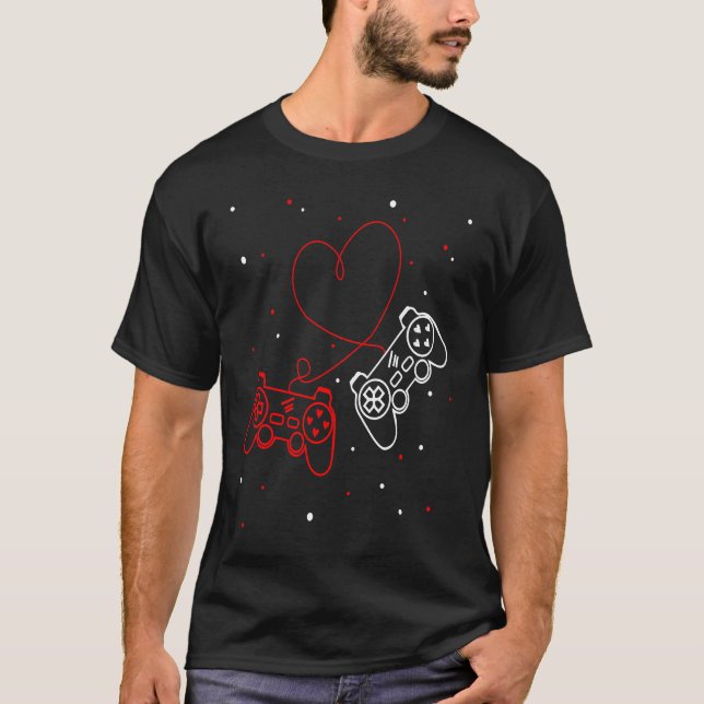 Camiseta Gaming Valentine Video Games Funny Gamers Cute Hea (Frente)