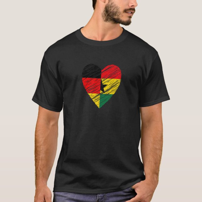 Camiseta Gana Alemanha Coração Bandeira Alemã Gana Sinaliza (Frente)