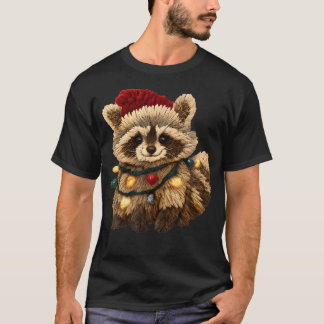 Camiseta Gancho de Trança de Lã Crochê Festivo Feral Racoon
