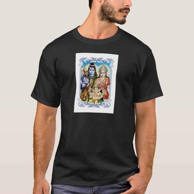 Camiseta Ganesh, Shiva e Parvati, senhor Ganesha, Durga (Frente)