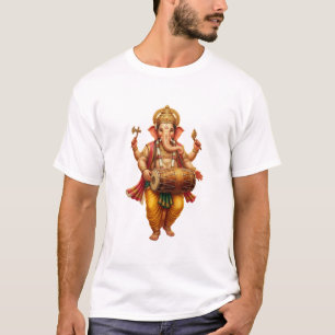 Camiseta Ganesha dançando enquanto toca o madal