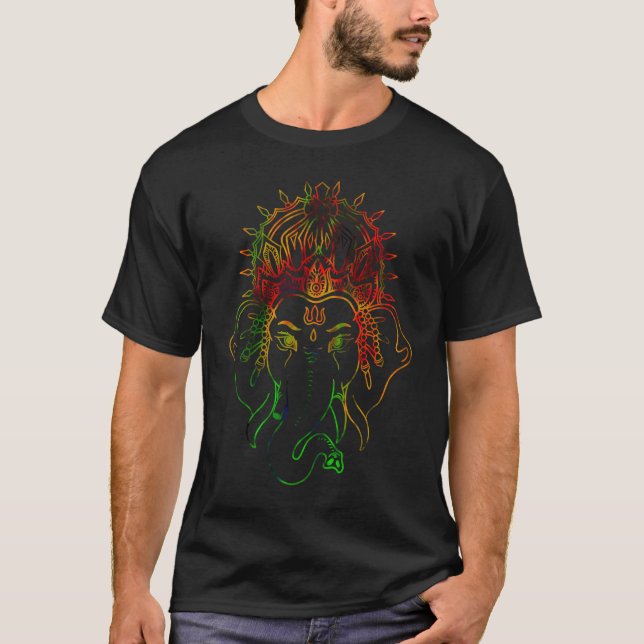 Camiseta Ganesha Hindu Deus Espiritualidade Yoga Psychedeli (Frente)
