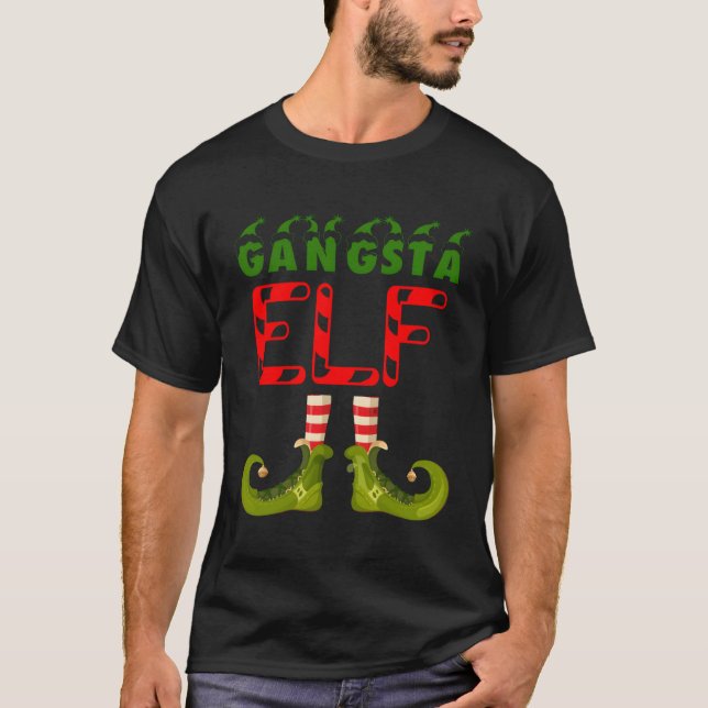 Camiseta Gangsta Elf Funny Group Correspondente à Família P (Frente)