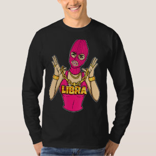 Camiseta Gangsta Rapariga Libra Mascarada Mulher Gangster C