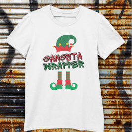 Camiseta Gangsta Wrapper Elf Legs Hat Red Green Funny Xmas