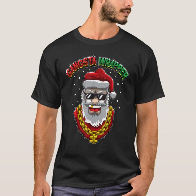 Camiseta Gangsta Wrapper - Papai Noel Do Capuz - Wrap (Frente)