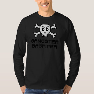 Camiseta Gangster Bagpipi - Caveira E Design de Palavras De