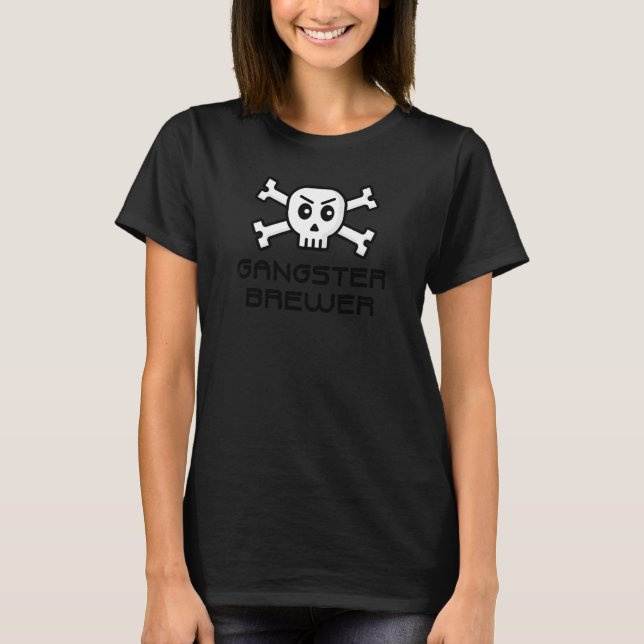 Camiseta Gangster Brewer Skull E Cross Bone Word Design (Frente)