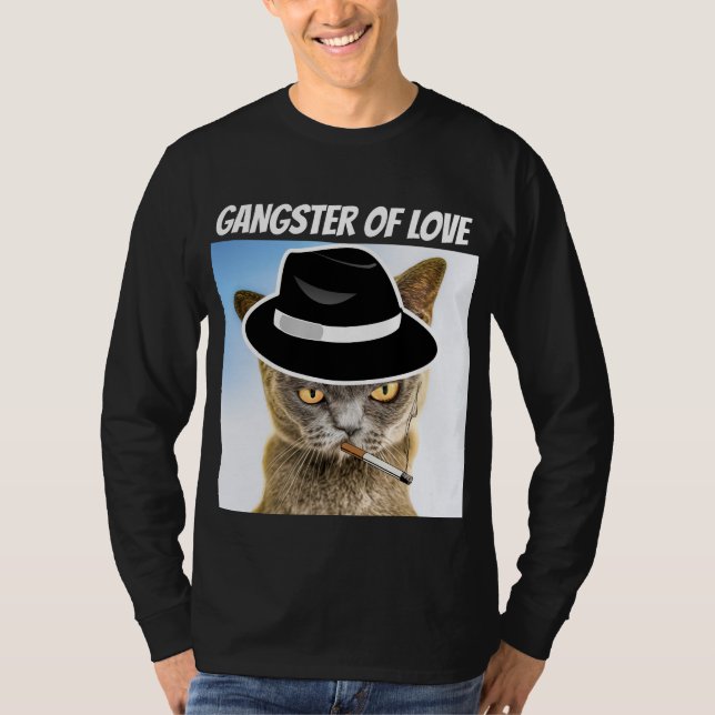 CAMISETA GANGSTER DE LOVE FEDORA CAT T SHIRTS (Frente)