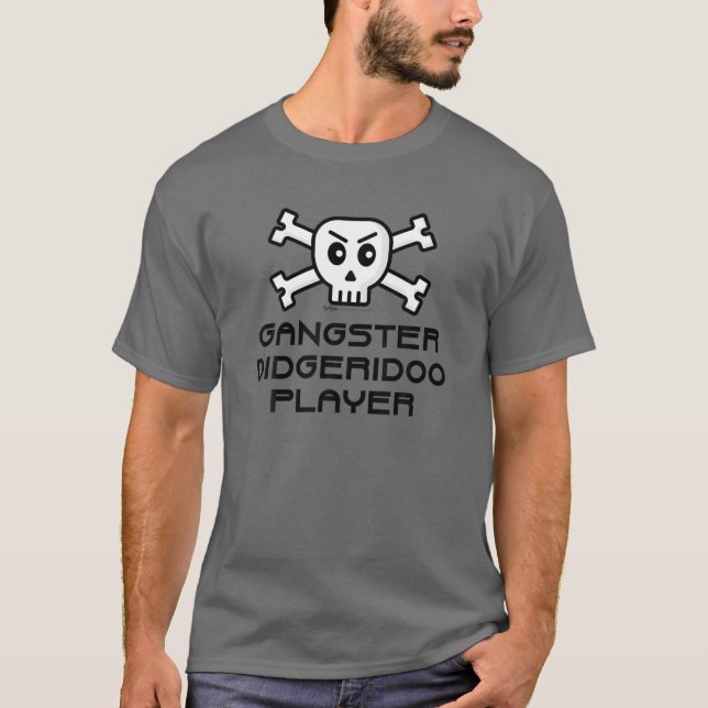 Camiseta Gangster Didgeridoo Player Skull E Cross Bone Wo (Frente)