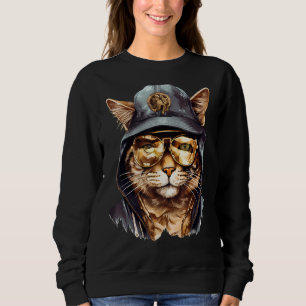 Camiseta Gângster Hip Hop Gato Vestindo Óculos de sol