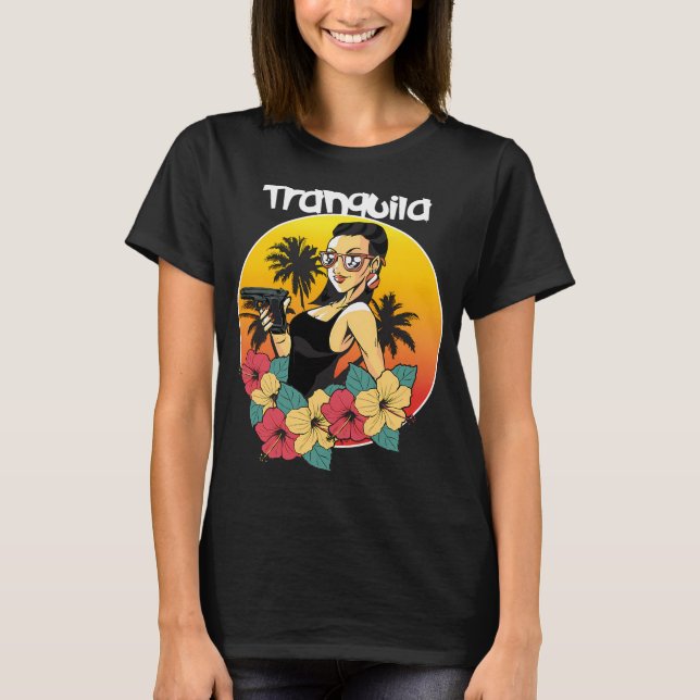 Camiseta Gângster Latina Tranquilo com flores. (Frente)