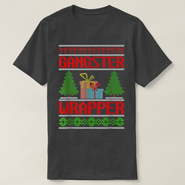 Camiseta Gangster Wrapper Ugly Christmas Sweater Engraçado (Frente do Design)