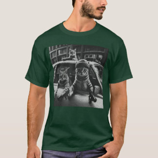 Camiseta Gangue de Gato Engraçado Vintage Gato Gangster Gat