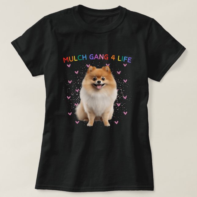 Camiseta Gangue de Pomerânia Bela 4 Cachorro Engraçado da V (Frente do Design)
