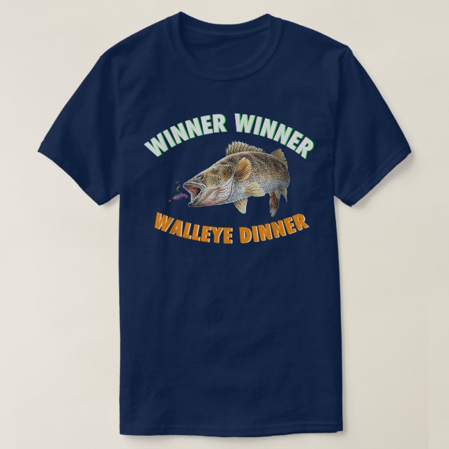Camiseta GANHADOR DE PESCA ENGRAÇADO WINNER WALLEYE JANTA p (Frente do Design)