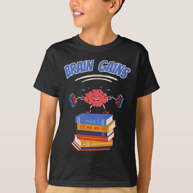 Camiseta Ganhos De Cérebro Lendo Livro De Professores Volta (Frente)