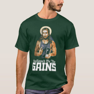 Camiseta Ganhos de Hallowed Behy Músculo Jesus Levantamento
