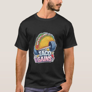 Camiseta Ganhos de Taco Ginásio Comilão Engraçado Fitness