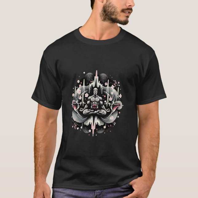 Camiseta Ganhos de Zen - Arte de Vetor Muscular Mindível (Frente)