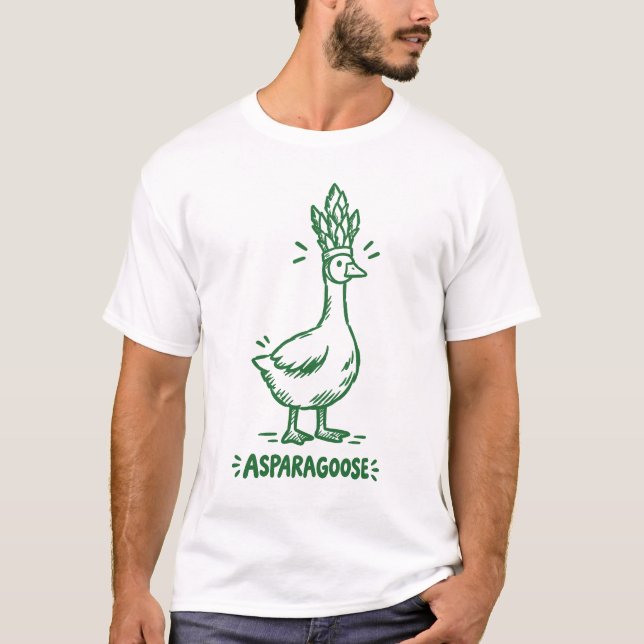 Camiseta Ganso AsparagOOSE com Chapéu de Aspargo (Frente)