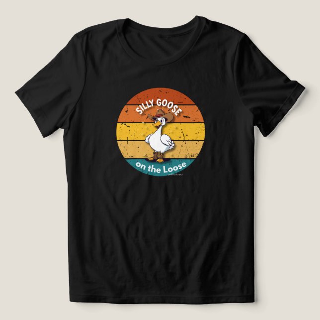 Camiseta Ganso Bobo à Solta – Cowboy Ganso Divertido Oeste (Design frontal)