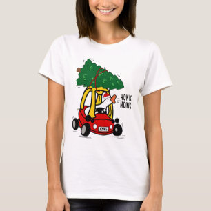 Camiseta Ganso Bobo Dirigindo Carrinho de Brinquedo Com Árv
