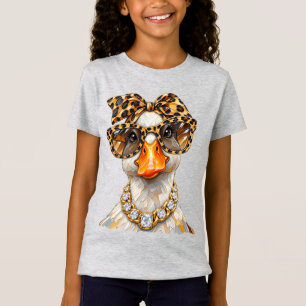 Camiseta Ganso Bobo Glam Leopardo Préppy Engraçado Animal