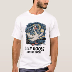 Camiseta Ganso Bobo no Gogh Paródia Engraçada Gansos Pássar