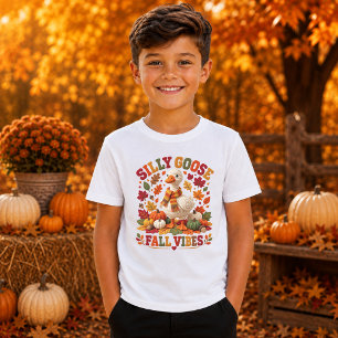 Camiseta Ganso Bobo Vibrações de Outono Crochê Falso Ganso