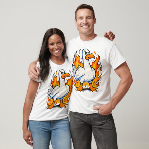 Camiseta Ganso Bravo em Chamas Caos Engraçado Pássaro