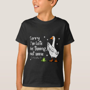 Camiseta Ganso Cristão Desculpe Estou Atrasado O Tempo É De