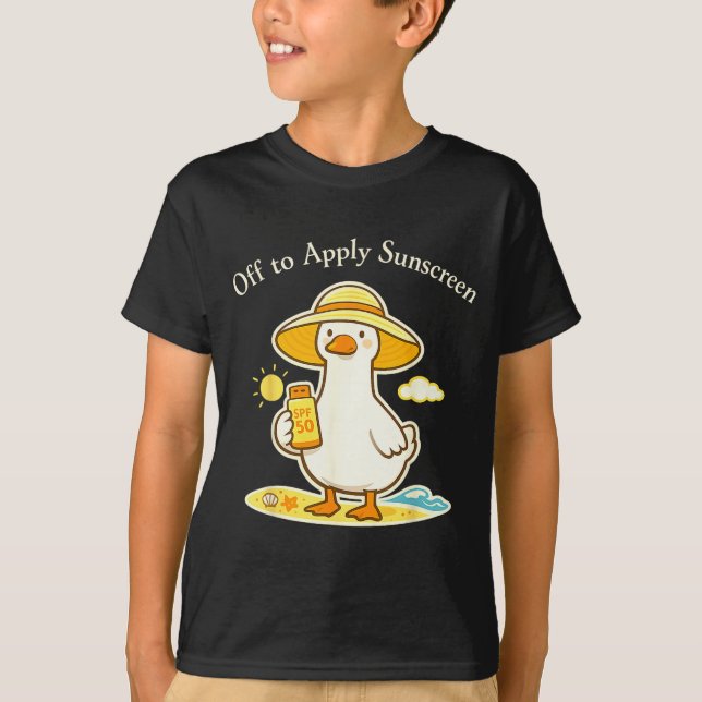 Camiseta Ganso de Aplicar Protetor Solar Vai para Viagem de (Frente)