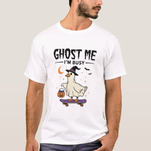 Camiseta Ganso de Halloween de skate ocupado me assombra