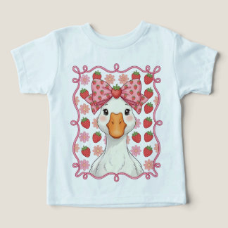 Camiseta Ganso de Morango Feminino para o Verão com Laço