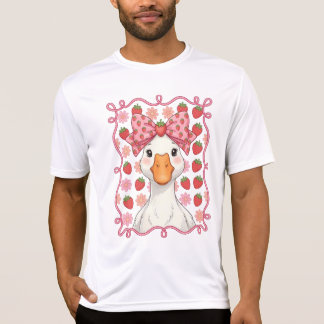 Camiseta Ganso de Morango Feminino para o Verão com Laço