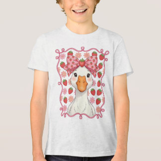Camiseta Ganso de Morango Feminino para o Verão com Laço