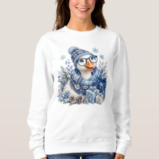Camiseta Ganso de Natal de Inverno Azul