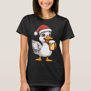 Camiseta Ganso De Natal Engraçado Com BD De Cerveja