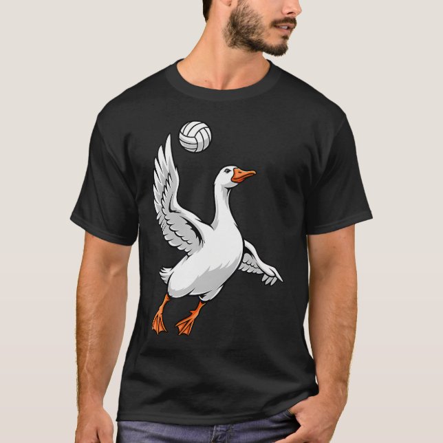 Camiseta Ganso de Volei Animal Engraçado Spiker (Frente)